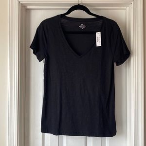 NWT JCrew Size Small Vintage Cotton Black VNeck